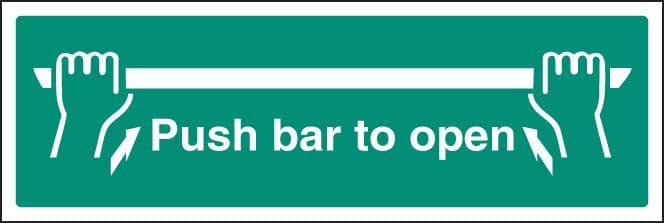 22052L Push bar to open Self Adhesive Vinyl (450x150mm) Safety Sign