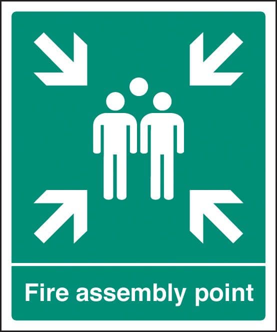 22059H Fire assembly point Self Adhesive Vinyl (300x250mm) Safety Sign