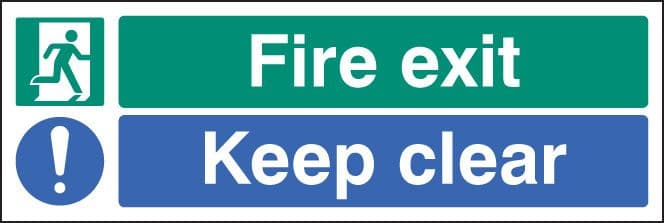 22062L Fire exit - keep clear Self Adhesive Vinyl (450x150mm) Safety Sign
