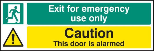 22065L Exit for emergency use only caution door is alarmed Self Adhesive Vinyl (450x150mm)