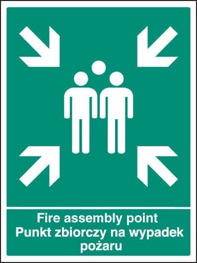22079Q Fire assembly point (English/polish) Self Adhesive Vinyl (600x450mm) Safety Sign