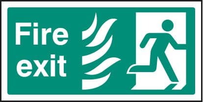 22082V Fire exit right HTM Self Adhesive Vinyl (300x150mm) Safety Sign
