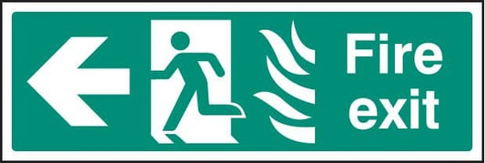 22083L Fire exit arrow left HTM Self Adhesive Vinyl (450x150mm) Safety Sign