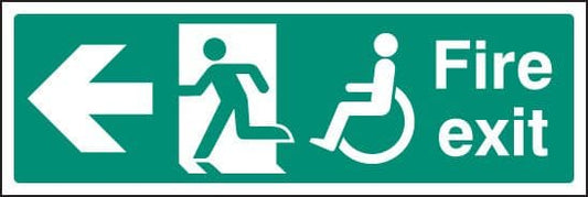 22087L Disabled fire exit <--- Self Adhesive Vinyl (450x150mm) Safety Sign