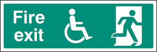 22098L Disabled final fire exit Self Adhesive Vinyl (450x150mm) Safety Sign