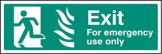 22107L Emergency exit left HTM Self Adhesive Vinyl (450x150mm) Safety Sign