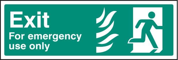 22108L Exit for emergency use only - Right HTM Self Adhesive Vinyl (450x150mm) Safety Sign