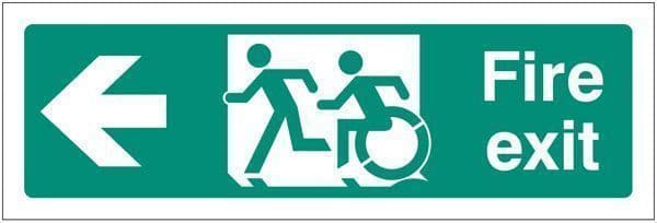 22162G Disabled fire exit arrow left - inclusive design Safety Sign