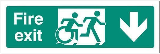22165G Disabled fire exit arrow down - inclusive design Safety Sign