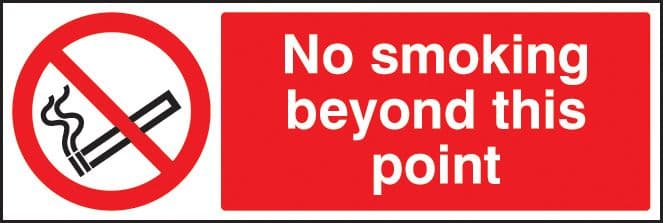 23004M No smoking beyond this point Self Adhesive Vinyl (600x200mm) Safety Sign