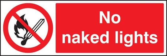 23005G No naked light Self Adhesive Vinyl (300x100mm) Safety Sign
