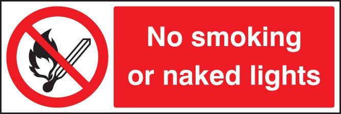 23006M No smoking - naked light Self Adhesive Vinyl (600x200mm) Safety Sign