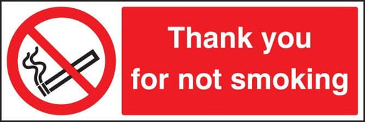 23024G Please do not smoke- thank you Self Adhesive Vinyl (300x100mm) Safety Sign