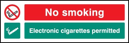 23086G No smoking No Electronic cigarettes   Self Adhesive Vinyl (300x100mm) Safety Sign