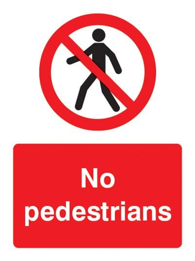 23207E No pedestrians Self Adhesive Vinyl (200x150mm) Safety Sign