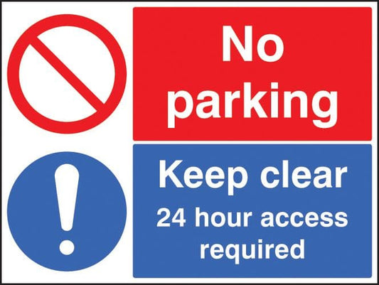 23211Q Keep clear 24 hour access required no parking Self Adhesive Vinyl (600x450mm) Safety Sign
