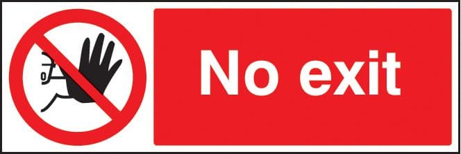23215G No exit Self Adhesive Vinyl (300x100mm) Safety Sign