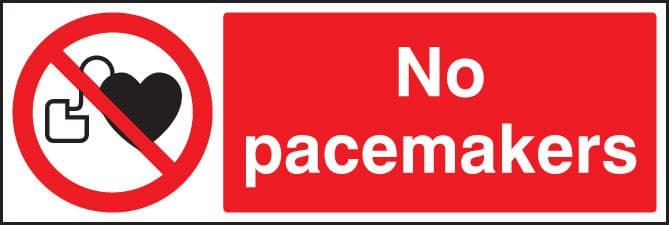 23235G No pacemakers Self Adhesive Vinyl (300x100mm) Safety Sign