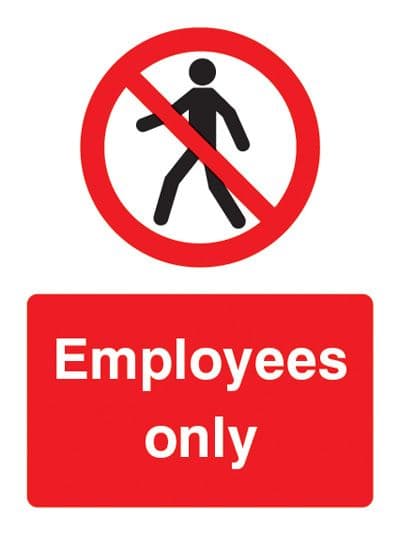 23242K Employees only Self Adhesive Vinyl (400x300mm) Safety Sign