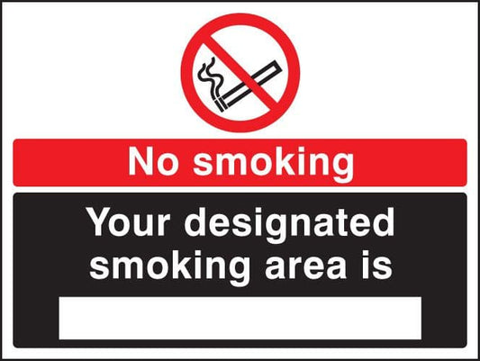 23246H No smoking designated smoking area is (white/black) Self Adhesive Vinyl (300x250mm)