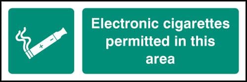 23259G Electronic cigarettes permitted in this area Self Adhesive Vinyl (300x100mm) Safety Sign
