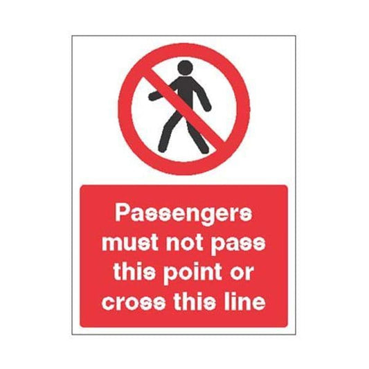 23260K Passengers must not pass this point or cross this line sign - Self Adhesive (400x300mm)