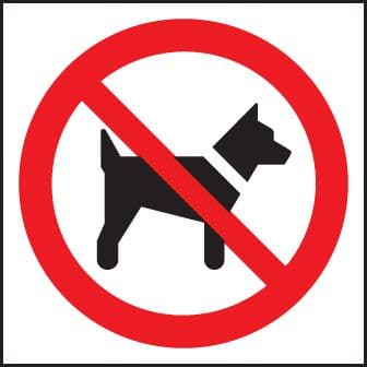 23602F No dogs (symbol) Self Adhesive Vinyl (200x200mm) Safety Sign