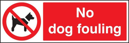 23636G No dog fouling Self Adhesive Vinyl (300x100mm) Safety Sign