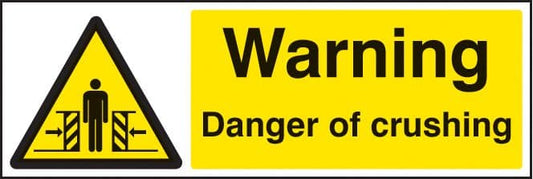 23666G Warning Danger of crushing Self Adhesive Vinyl (300x100mm) Safety Sign