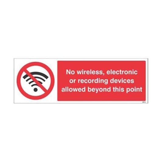 23671M No wireless electronic or recording devices  sign - Self Adhesive Vinyl (600x200mm)