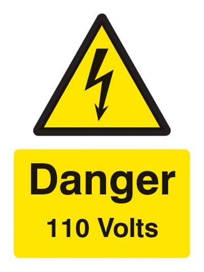 24002E Danger 110 volts Self Adhesive Vinyl (200x150mm) Safety Sign