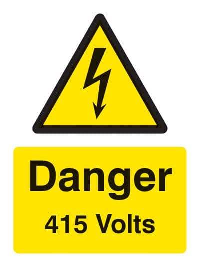 24003E Danger 415 volts Self Adhesive Vinyl (200x150mm) Safety Sign