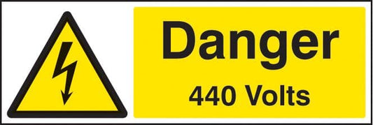 24004G Danger 440 volts Self Adhesive Vinyl (300x100mm) Safety Sign
