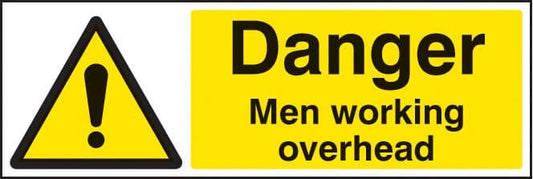 24202G Danger men working overhead Self Adhesive Vinyl (300x100mm) Safety Sign