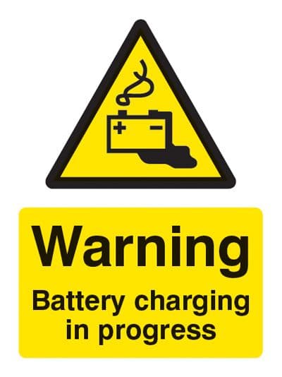24211E Warning battery charging in progress Self Adhesive Vinyl (200x150mm) Safety Sign