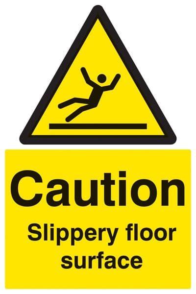 24213P Caution slippery floor surface Self Adhesive Vinyl (600x400mm) Safety Sign
