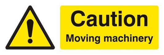 24226G Caution Moving machinery Self Adhesive Vinyl (300x100mm) Safety Sign