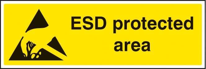24249G ESD protected area Self Adhesive Vinyl (300x100mm) Safety Sign