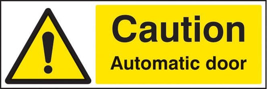 24255G Caution automatic door Self Adhesive Vinyl (300x100mm) Safety Sign
