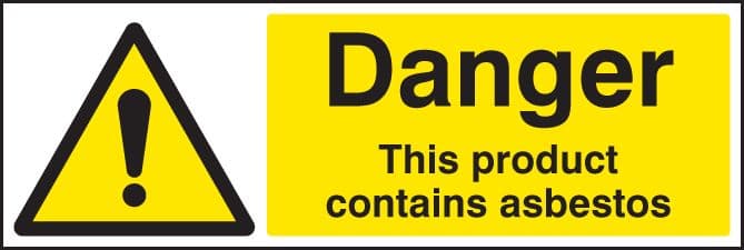 24260G Danger this product contains asbestos Self Adhesive Vinyl (300x100mm) Safety Sign