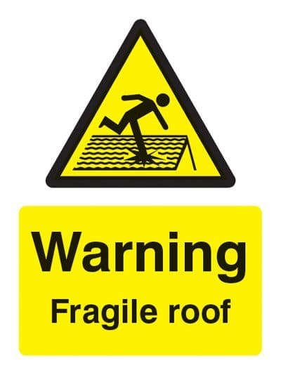 24261E Warning fragile roof Self Adhesive Vinyl (200x150mm) Safety Sign
