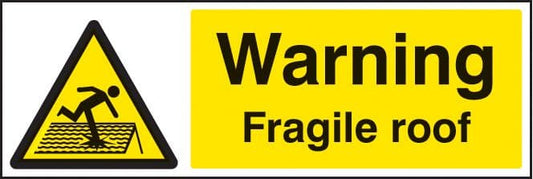 24261G Warning fragile roof Self Adhesive Vinyl (300x100mm) Safety Sign