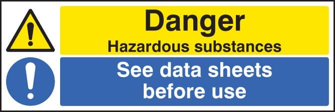 24269G Danger hazardous substances see data sheets Self Adhesive Vinyl (300x100mm) Safety Sign