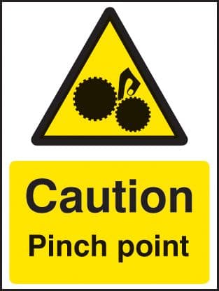 24283E Caution pinch point Self Adhesive Vinyl (200x150mm) Safety Sign