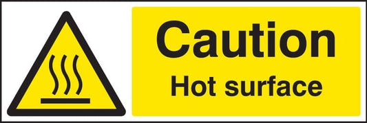 24285M Caution hot surface Self Adhesive Vinyl (600x200mm) Safety Sign