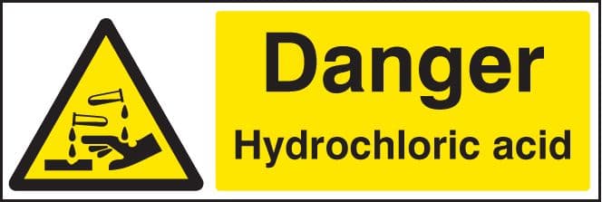 24404G Danger hydrochloric acid Self Adhesive Vinyl (300x100mm) Safety Sign