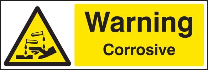 24405G Warning corrosive Self Adhesive Vinyl (300x100mm) Safety Sign