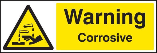 24405G Warning corrosive Self Adhesive Vinyl (300x100mm) Safety Sign