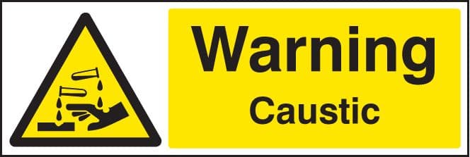 24406G Warning caustic Self Adhesive Vinyl (300x100mm) Safety Sign