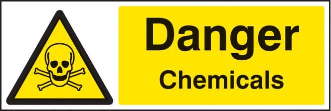 24408M Danger chemicals Self Adhesive Vinyl (600x200mm) Safety Sign
